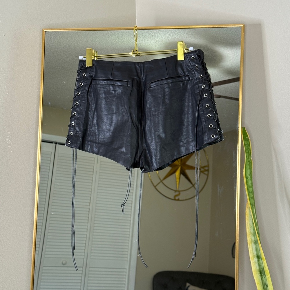 House of CB AZORA Black Vegan Leather Micro Mini Shorts - Picture 3 of 3